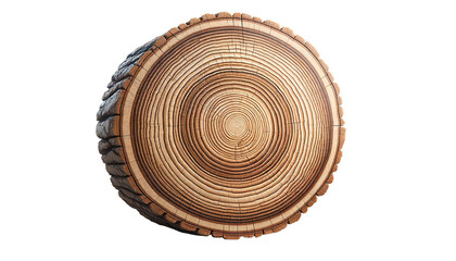 round wooden tree slice isolated on white background