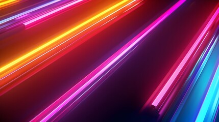 Fototapeta premium Vibrant Neon Spectrum of Radiant Rays and Glowing Lines in Dynamic 3D Rendered Abstract Background