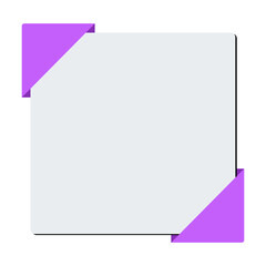 Blank Square Canvas with Purple Corner Protectors Isolated on White; can be used as a Text Frame or Border.