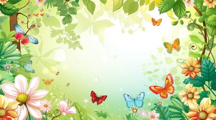 Obraz premium Enchanting Springtime Scene with Butterflies and Blossoms