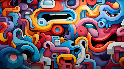 Fototapeta premium cartoon characters stylized in a clean and contemporary graphic style pattern geometric shapes design poster background