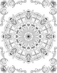 Printable Mandala Coloring Page for Adults. Educational Resources for School for Kids. Adults Coloring Book. Mandala Coloring Activity Worksheet.
