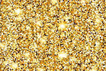 Gold glitter texture. Gold sparkles for vip card, exclusive, gift certificate, luxury store, privilege shopping, voucher, present. Vector illustration gold glitter texture, horizontal background. 