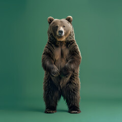 Full body of bear on solid green screen background, fashion photography, evenly lighting