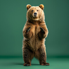 Full body of bear on solid green screen background, fashion photography, evenly lighting