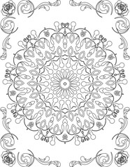 Printable Mandala Coloring Page for Adults. Educational Resources for School for Kids. Adults Coloring Book. Mandala Coloring Activity Worksheet.