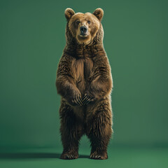 Full body of bear on solid green screen background, fashion photography, evenly lighting