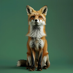Obraz premium Full body of fox on solid green screen background, fashion photography, evenly lighting
