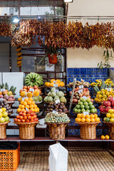 Variety of fruit at the farmers market in Funchal, Madeira