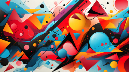 90s style abstract pattern geometric shapes design poster background