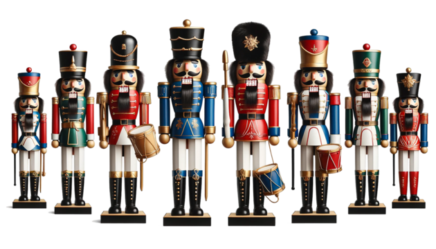Christmas nutcracker toy soldiers, isolated on a white background. - Powered by Adobe