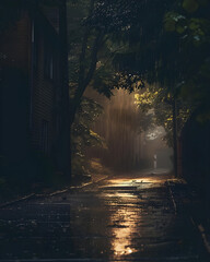 Quiet Path: Solitude in a Sombre Park Setting