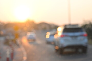 highway traffic with safety barrier on road asphalt, blurred image