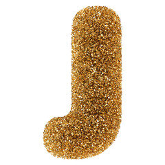 Golden Glitter 3D Font Letter J uppercase