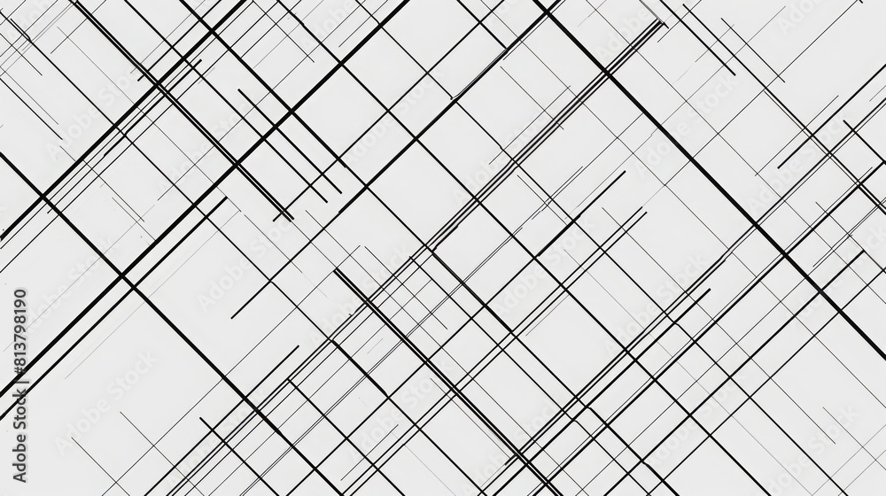 Leinwandbilder Monochromatic abstract background featuring intersecting black and white lines creating a visually dynamic pattern.
