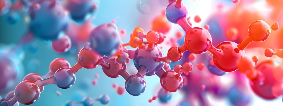 Molecular Structures of Peptide Hormones Visualized in Vibrant Abstract Composition