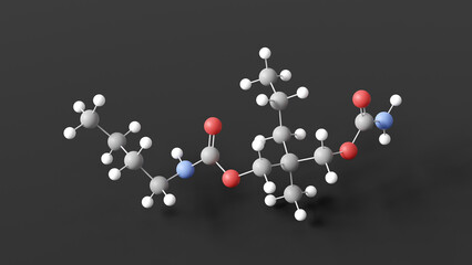 tybamate molecular structure, anxiolytic, ball and stick 3d model, structural chemical formula with colored atoms