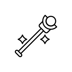 Magic wand outline icons, minimalist vector illustration ,simple transparent graphic element .Isolated on white background