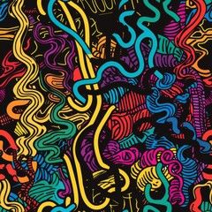 Vibrant Abstract Doodle Artwork with Colorful Entangled Lines