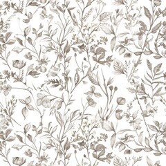 Elegant Vintage Floral Pattern in Sepia Tones