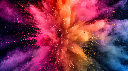 A sudden eruption of colors in Explosion of colored powder background