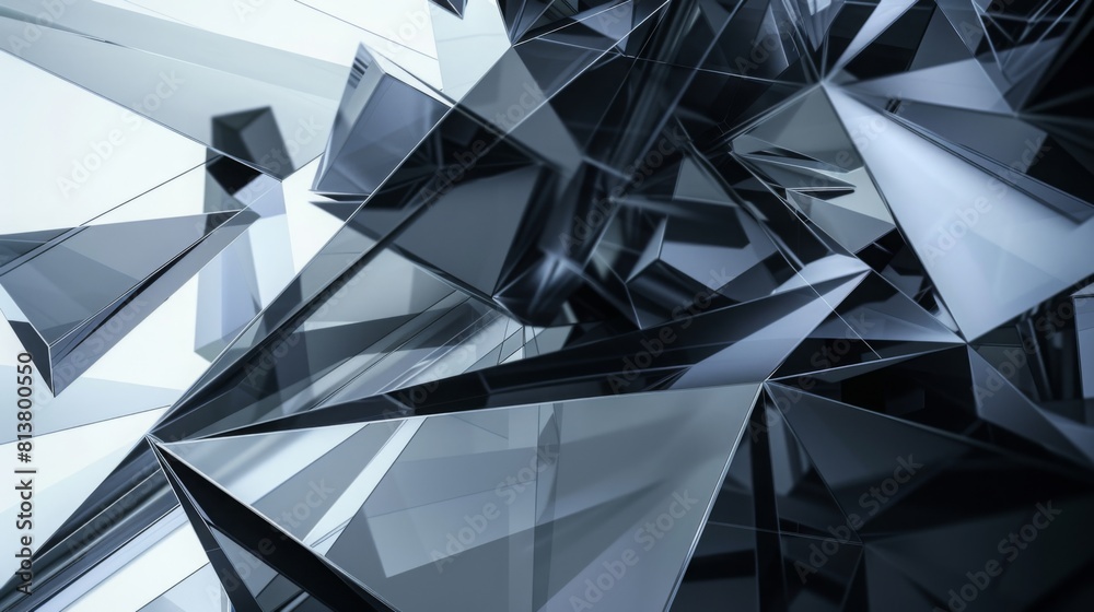 Aufkleber A close-up view of intersecting, sharp geometric shapes with a monochromatic color scheme creates a modern abstract pattern.