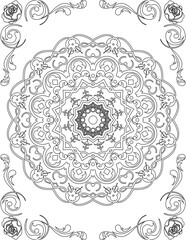 Printable Mandala Coloring Page for Adults. Educational Resources for School for Kids. Adults Coloring Book. Mandala Coloring Activity Worksheet.