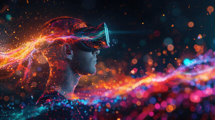 virtual Reality Advanced Digital Landscape Exploring Futuristic Digital Worlds with Cutting-Edge VR Technology and Immersive Graphics VR Headset Experience in a Digital Data Environment with Futurist