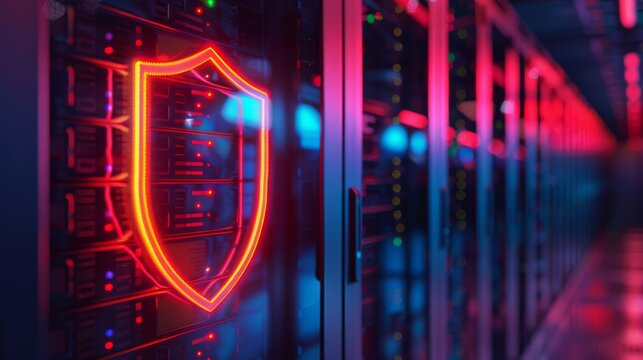 Illustration of a shielded database server protecting sensitive information