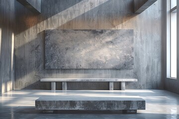 Modern cement indoor space with blank sign