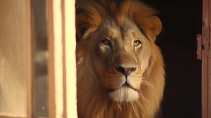 Naklejka premium porta aberta para leão da tribo de judah 