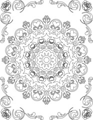 Printable Mandala Coloring Page for Adults. Educational Resources for School for Kids. Adults Coloring Book. Mandala Coloring Activity Worksheet.