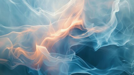 Obraz premium A delicate swirl of blue smoke intertwines against a serene, pastel-like background, suggesting both fluidity and tranquility.