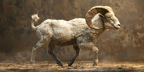 A bighorn sheep on the rocks