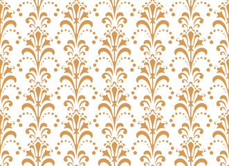 Flower geometric pattern. Seamless vector background. White and golden ornament