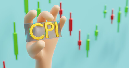 Consumer price index, CPI is a price index, the price of a weighted average market basket of consumer goods and services purchased by households, 3d rendering