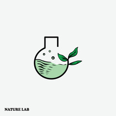 natural lab logo design concept, creative symbol of science and medicine, eco friendly lab logo template