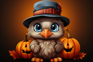 Cute Illustration of a Little Halloween Themed Bird