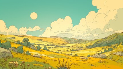 Serene landscape cartoons for peaceful advertising campaigns