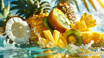 Experience the crispness of juicy kiwi, the sweetness of pineapple, and the exotic flavor of coconut, infused in cool water, offering a refreshing and nutritious hydration experience