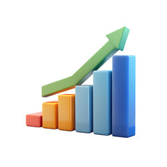 3D Minimal Data Analysis Icon, Soaring Finances Concept