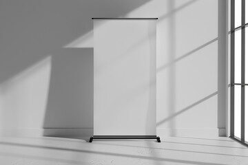 white roll banner for brand advertisement  in studio generated by AI