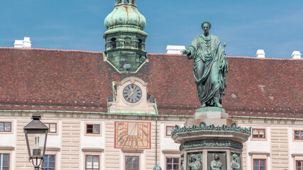 Statue of Kaiser Franz Joseph I timelapse at the Hofburg Palace in Vienna.
