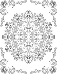 Printable Mandala Coloring Page for Adults. Educational Resources for School for Kids. Adults Coloring Book. Mandala Coloring Activity Worksheet.