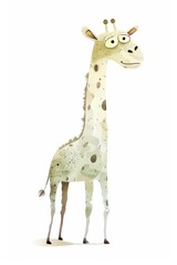 Obraz premium minimalist full body quirky arctic snowy giraffe isolated