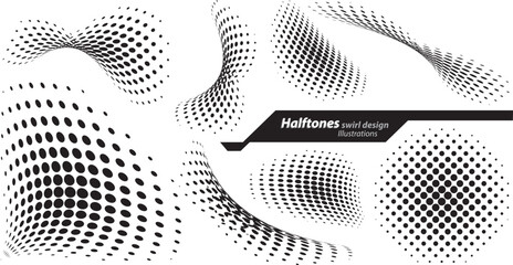 halftones swirls artwork design drawing vector illustration