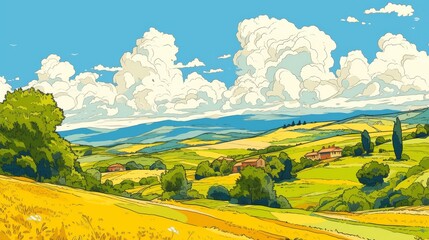 Idyllic landscape illustrations for tranquil photography shoots