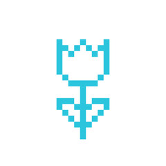 Obraz premium Pixelated tulip flower icon. Isolated on white background. From blue icon set.