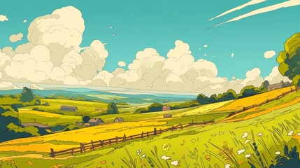 Serene landscape cartoons for peaceful advertising campaigns