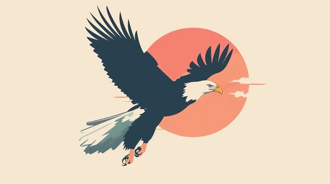 recommend clip art: Eagle flat design side view, freedom theme, animation, Splitcomplementary color scheme